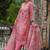 Pink embroidered linen kurta trouser dupatta set