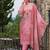 Pink embroidered linen kurta trouser dupatta set