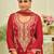 Red embroidered silk kurta trouser dupatta set