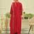 Red embroidered silk kurta trouser dupatta set
