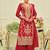 Red embroidered silk kurta trouser dupatta set