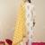Off white printed pure cotton kurta trouser dupatta set