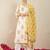Off white printed pure cotton kurta trouser dupatta set