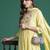 Yellow embroidered pure cotton kurta trouser dupatta set