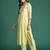 Yellow embroidered pure cotton kurta trouser dupatta set