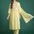 Yellow embroidered pure cotton kurta trouser dupatta set