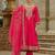 Pink embroidered silk kurta trouser dupatta set