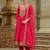 Pink embroidered silk kurta trouser dupatta set