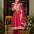 Maroon embroidered silk kurta trouser dupatta set
