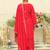 Red embroidered chinon kurta trouser dupatta set