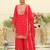 Red embroidered chinon kurta trouser dupatta set