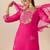 Pink embroidered silk kurta trouser dupatta set
