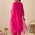 Pink embroidered silk kurta trouser dupatta set