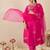 Pink embroidered silk kurta trouser dupatta set