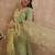 Green embroidered silk kurta trouser dupatta set