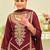 Maroon embroidered silk kurta trouser dupatta set