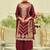 Maroon embroidered silk kurta trouser dupatta set