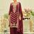 Maroon embroidered silk kurta trouser dupatta set