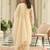 Beige embroidered silk kurta trouser dupatta set