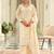 Beige embroidered silk kurta trouser dupatta set