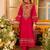 Pink embroidered silk kurta trouser dupatta set