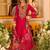 Pink embroidered silk kurta trouser dupatta set