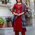 Orange printed pure cotton kurta trouser dupatta set
