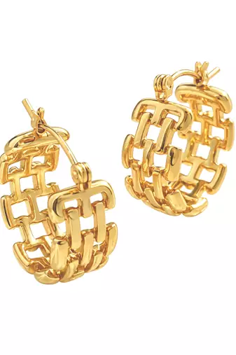 mesh hoops gold plated hoop earring