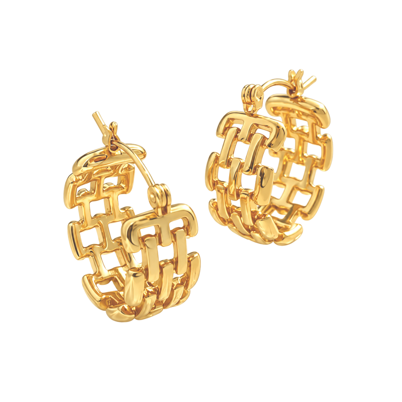 mesh hoops gold plated hoop earring