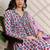 Pink printed pure cotton kurta trouser dupatta set