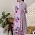 Pink printed pure cotton kurta trouser dupatta set
