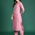 Pink embroidered silk kurta trouser dupatta set