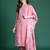 Pink embroidered silk kurta trouser dupatta set