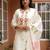 Off white embroidered pure cotton kurta trouser dupatta set