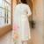 Off white embroidered pure cotton kurta trouser dupatta set