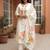 Off white embroidered pure cotton kurta trouser dupatta set