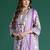 Lavender printed pure cotton kurta trouser dupatta set