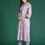 Lavender printed pure cotton kurta trouser dupatta set