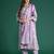 Lavender printed pure cotton kurta trouser dupatta set