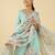 Blue embroidered linen kurta trouser dupatta set