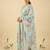 Blue embroidered linen kurta trouser dupatta set
