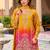 Yellow embroidered silk kurta trouser dupatta set