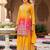 Yellow embroidered silk kurta trouser dupatta set