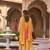 Yellow embroidered silk kurta trouser dupatta set