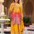 Yellow embroidered silk kurta trouser dupatta set