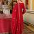 Red embroidered chinon kurta trouser dupatta set