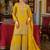 Yellow embroidered chinon kurta trouser dupatta set