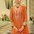 Orange embroidered chinon kurta trouser dupatta set