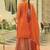 Orange embroidered chinon kurta trouser dupatta set