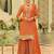 Orange embroidered chinon kurta trouser dupatta set